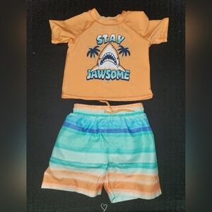 Toddler Boys' Swim Shorts and Swim Shirt - 18 months UPF 50+
